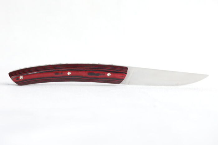 Couteau Le Thiers® pliant Manche micarta lin noir et Rouge – Image 2
