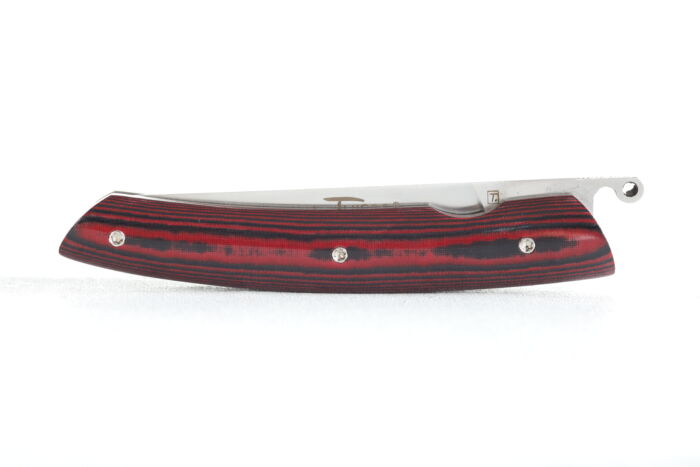 Couteau Le Thiers® pliant Manche micarta lin noir et Rouge – Image 3