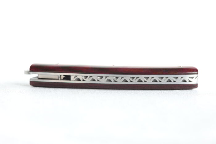 Couteau Le Thiers® pliant Manche micarta lin noir et Rouge – Image 5