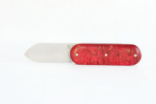 Couteau Le Cerbère Les 2 Diables, manche en bouleau madré rouge, fabrication artisanale à Thiers