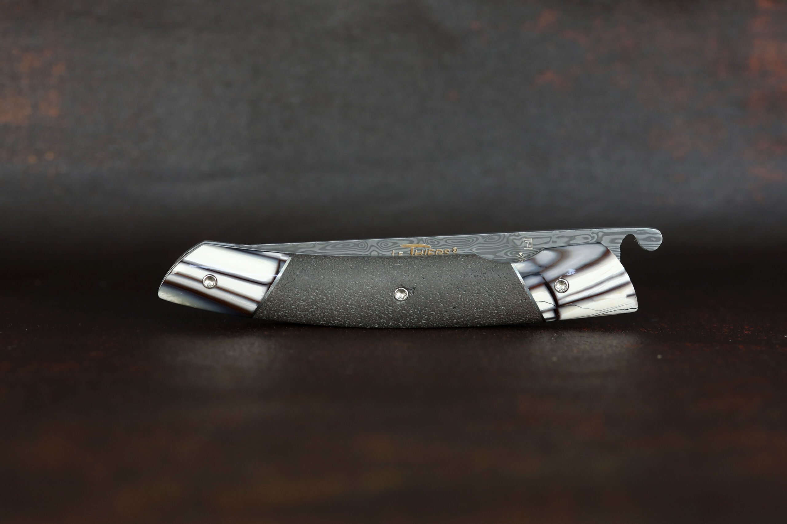 Le THIERS Liner Lock Lave & Pulpe de Mammouth – Damasteel Bifrost – Image 3