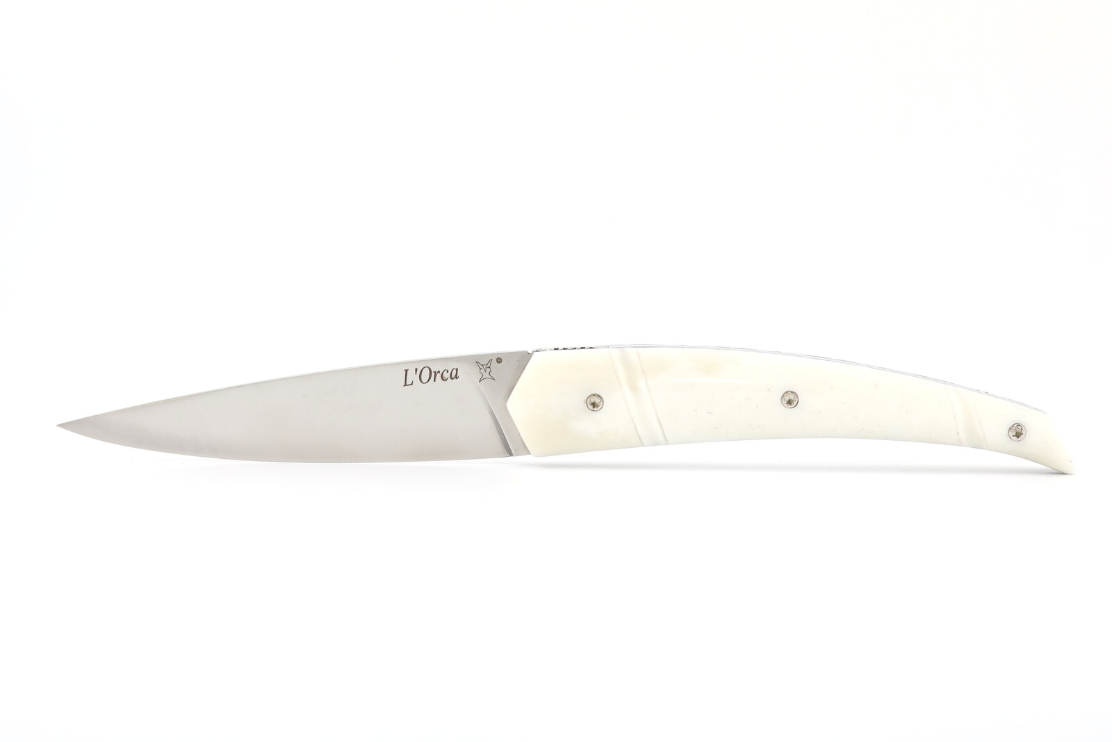 L'Orca Moby Dick ouvert en os de chameau blanc – vue de face